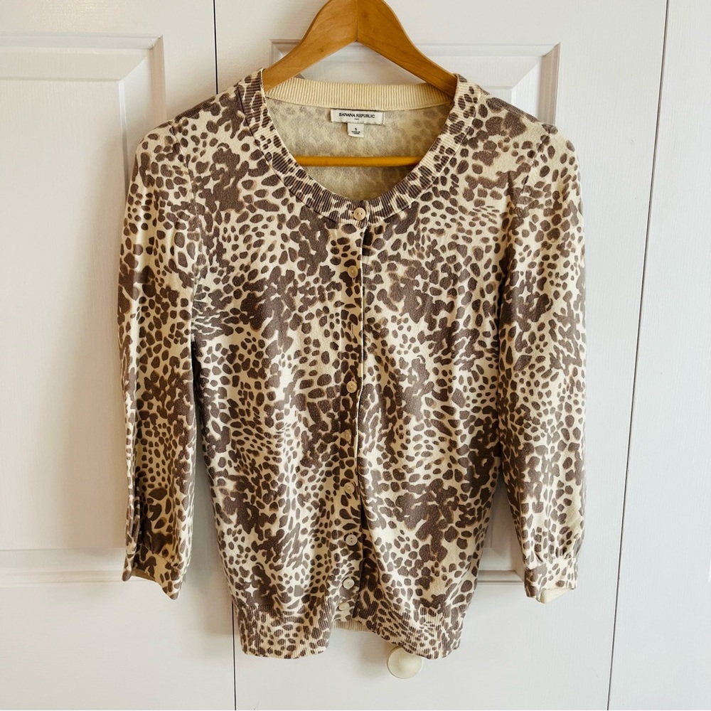 Banana Republic Leopard Print Cardigan, Size S